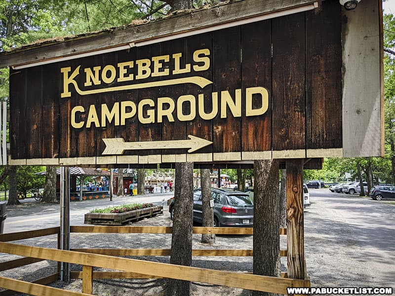 Entrance to Knoebels Campground next to the amusement park.