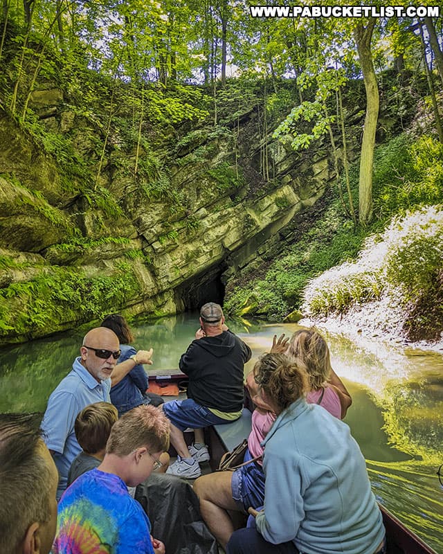 Entering Penn's Cave through the back entrance on Lake Nitanee.