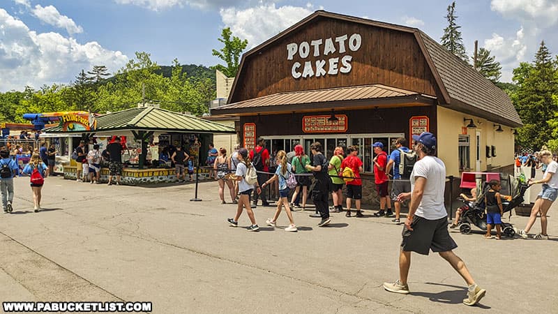 Potato cakes are one of the many food options at Knoebels.