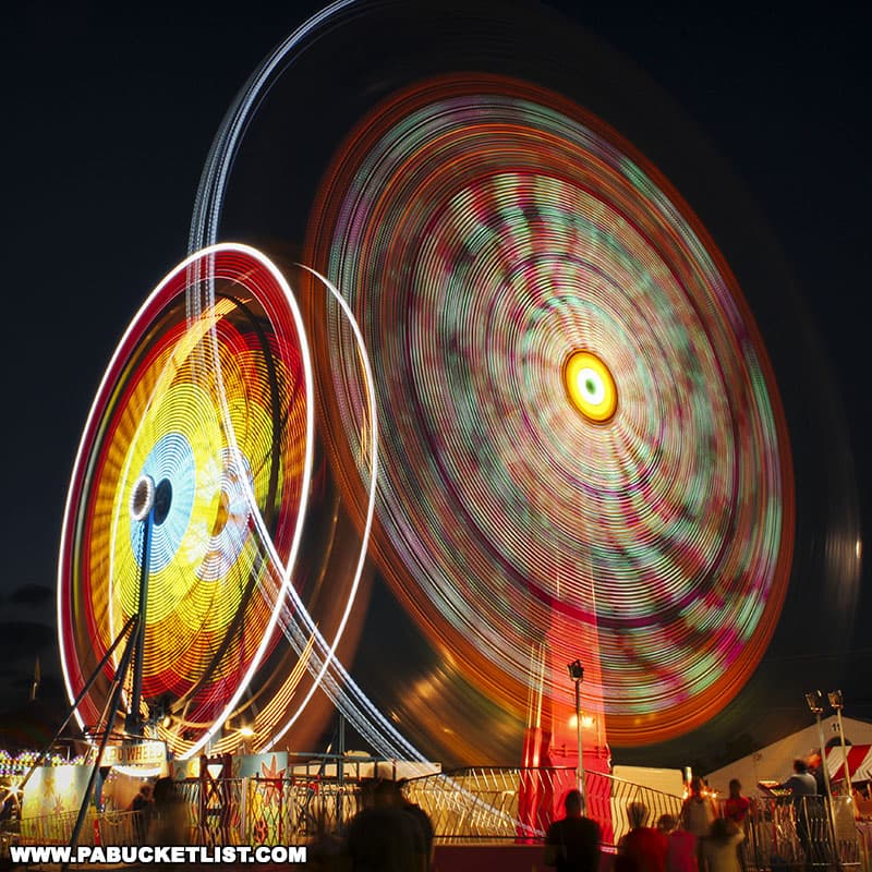 Long exposure photography makes for a fun evening at a Pennsylvania fair.