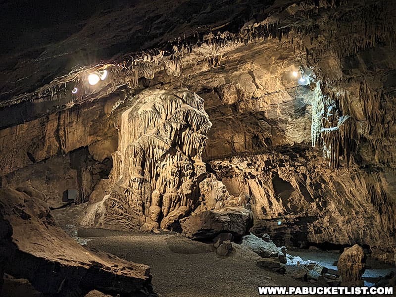 The Tower of Babel is the name given to this formation in side Woodward Cave, the largest stalagmite in Pennsylvania