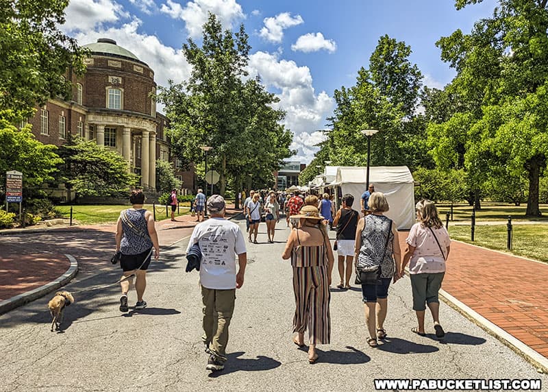 Arts Fest sidewalk sale on the Penn State campus.
