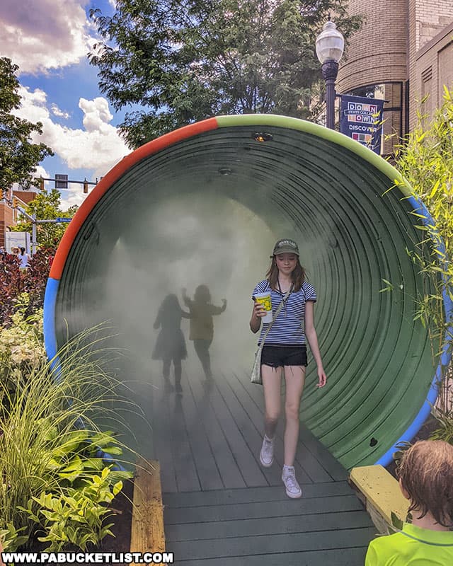 The "misting tunnel" on South Allen Street during Arts Fest in State College. PA.