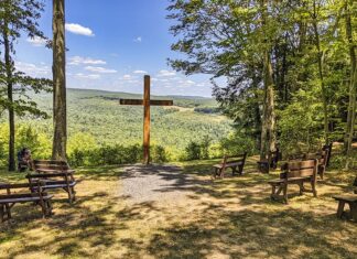 The Cross on the Hill is an interfaith memorial and a beautiful scenic overlook near Benezette.