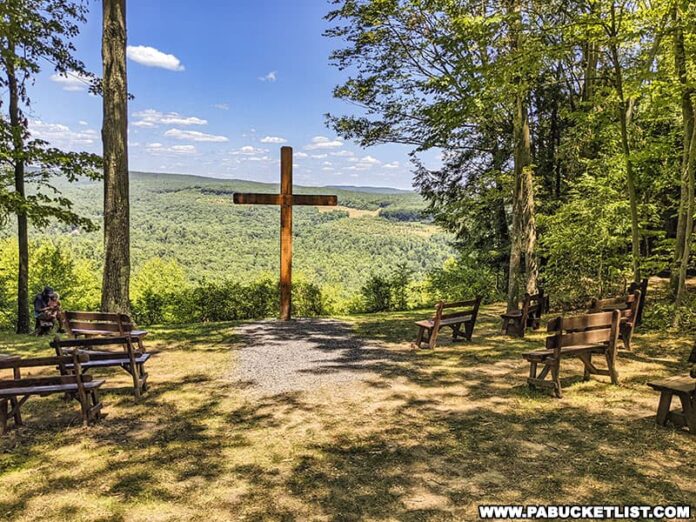 The Cross on the Hill is an interfaith memorial and a beautiful scenic overlook near Benezette.