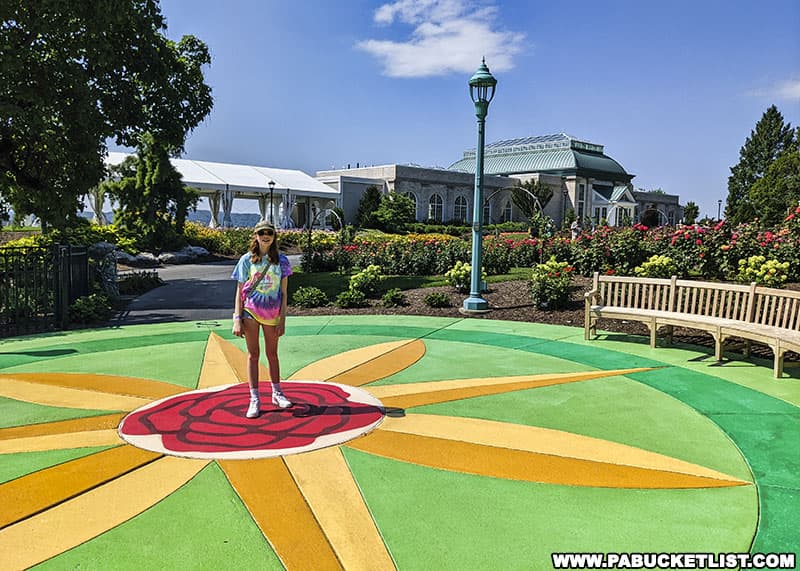The Rose Compass near the entrance to the Children's Garden at Hershey Gardens.
