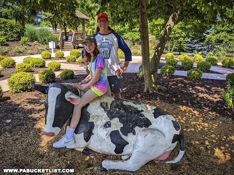 The cow in the Children's Garden represents the importance of fresh milk in the making of Hershey's Chocolate.