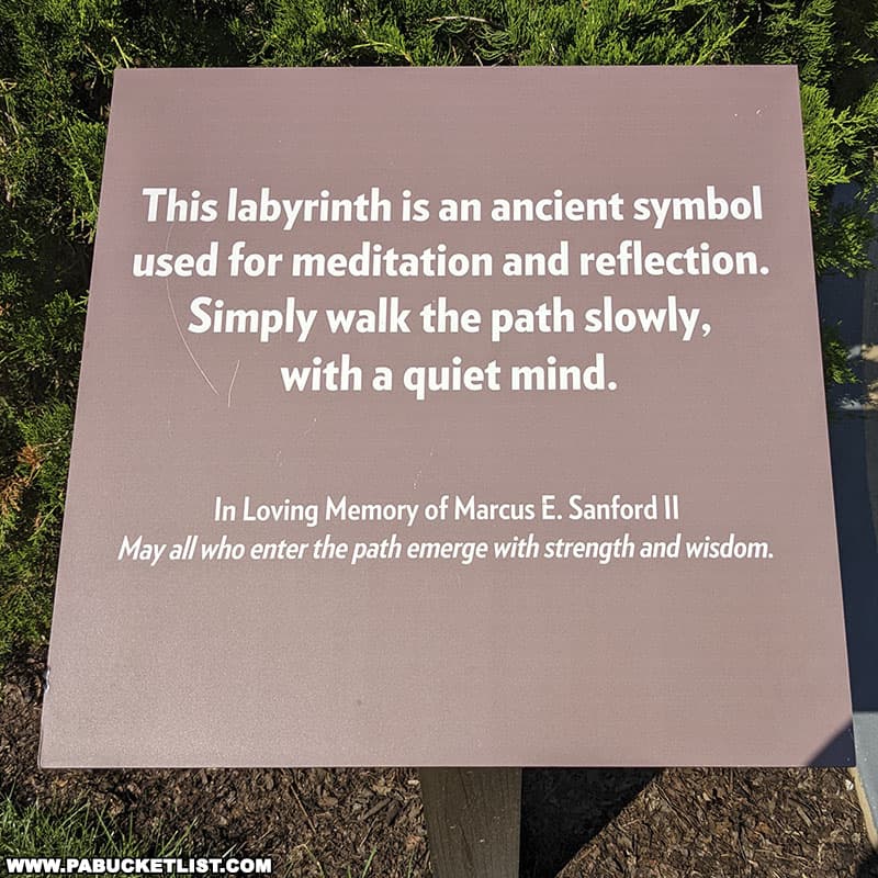 Sign next to the labyrinth at Hershey Gardens.