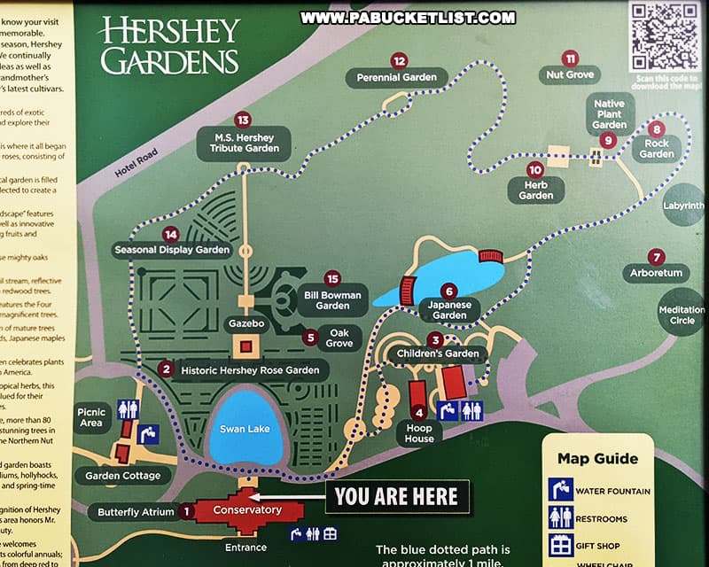 Map of Hershey Gardens.