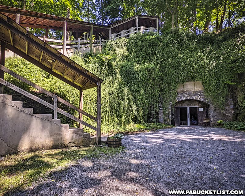 The stairway leading to and from the entrance to Indian Echo Caverns near Hershey Pennsylvania.