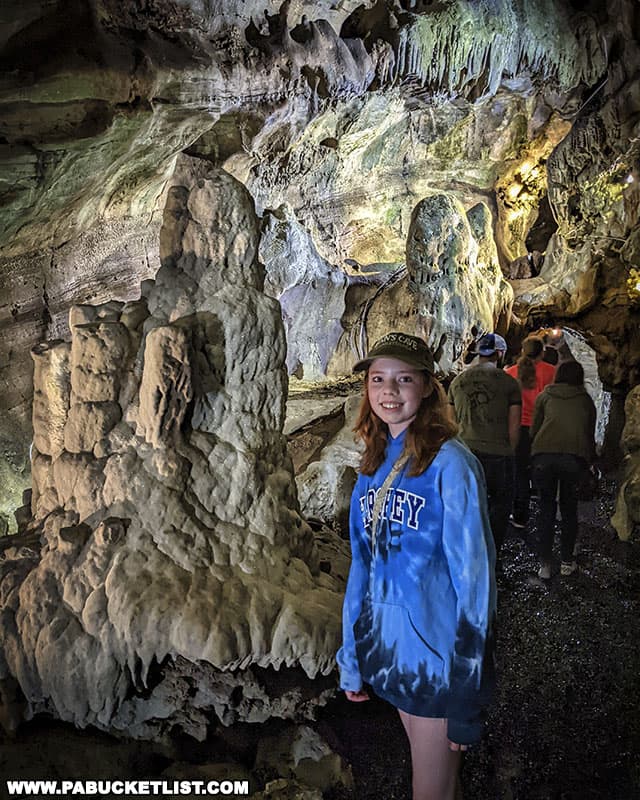 Exploring a passageway inside Indian Echo Caverns near Hershey Pennsylvania.