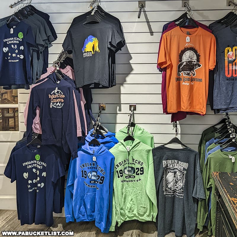 Indian Echo Caverns t-shirts in the gift shop.