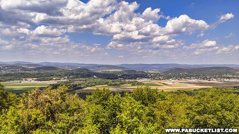 Looking out over the Williamsport Regional Airport and Mountoursville from the Montgomery Pike Scenic Overlook in Lycoming County PA.