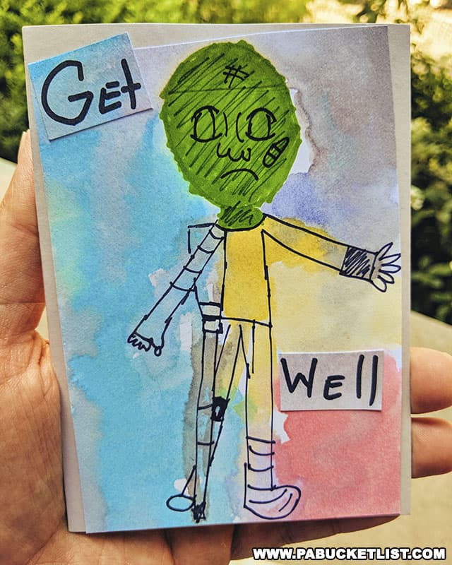 Get Well card purchased during Kids Day at Arts Fest in State College PA