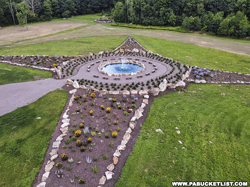 The main feature of the Remember Me Rose Garden is a large compass design spanning a distance of 280 feet.