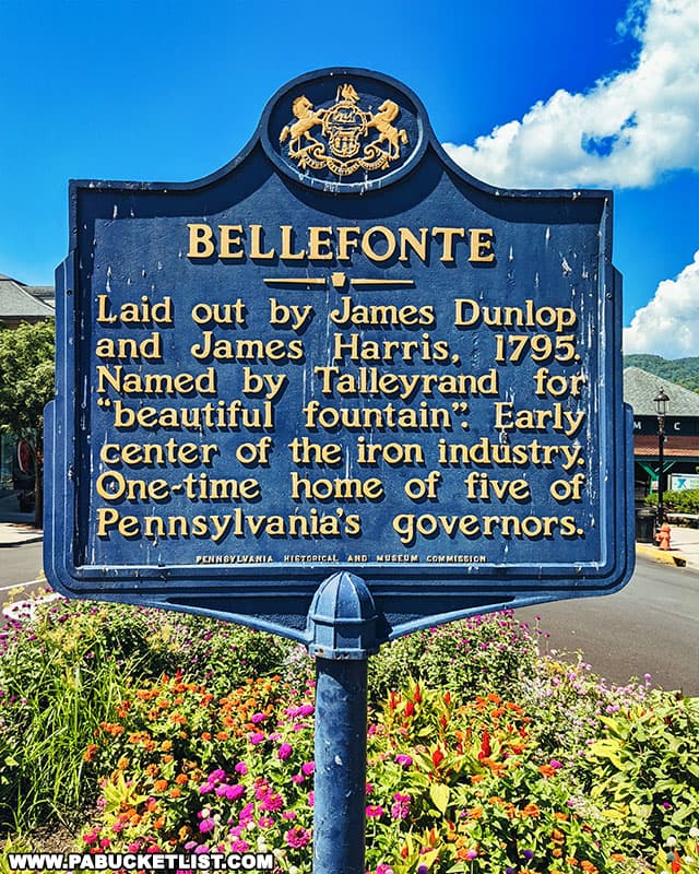 Bellefonte historical marker on the Diamond near the courthouse.