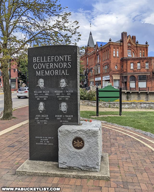 The Bellefonte Governors Memorial at Talleyrand Park honors the seven state governors who at one time lived in Bellefonte.