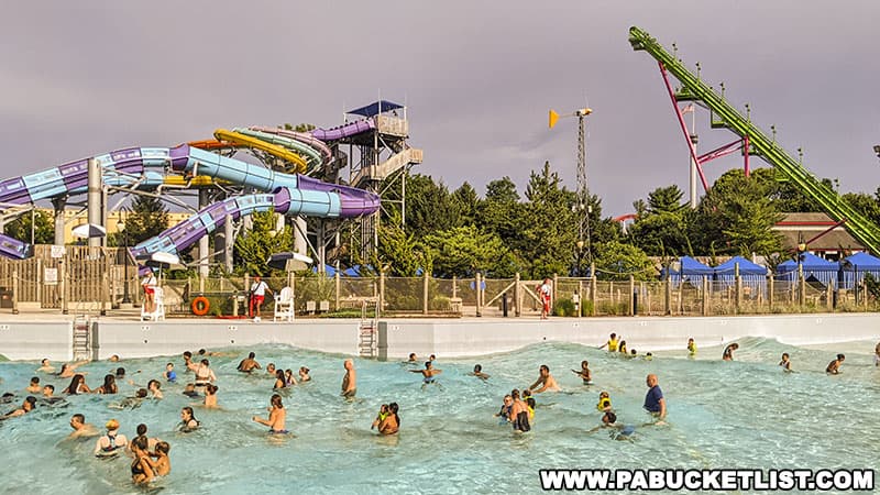 The Shore is a 378,000 gallon wave pool that gradually deepens from 0 to 6 feet at Hersheypark.
