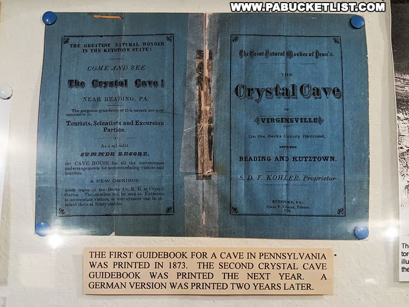 An 1873 Crystal Cave guidebook on display a the Crystal Cave museum.