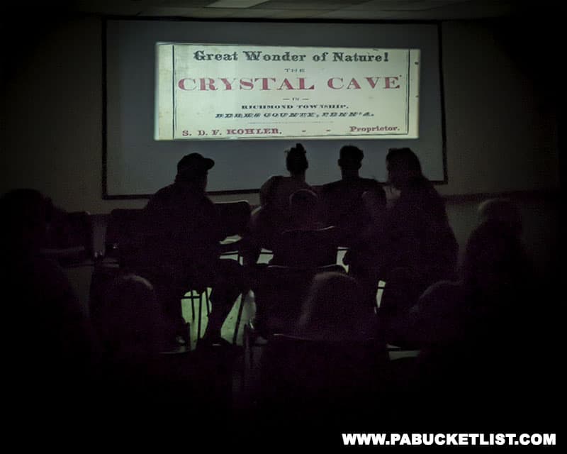 An introductory film about Crystal Cave shown to visitors before the cave tour.