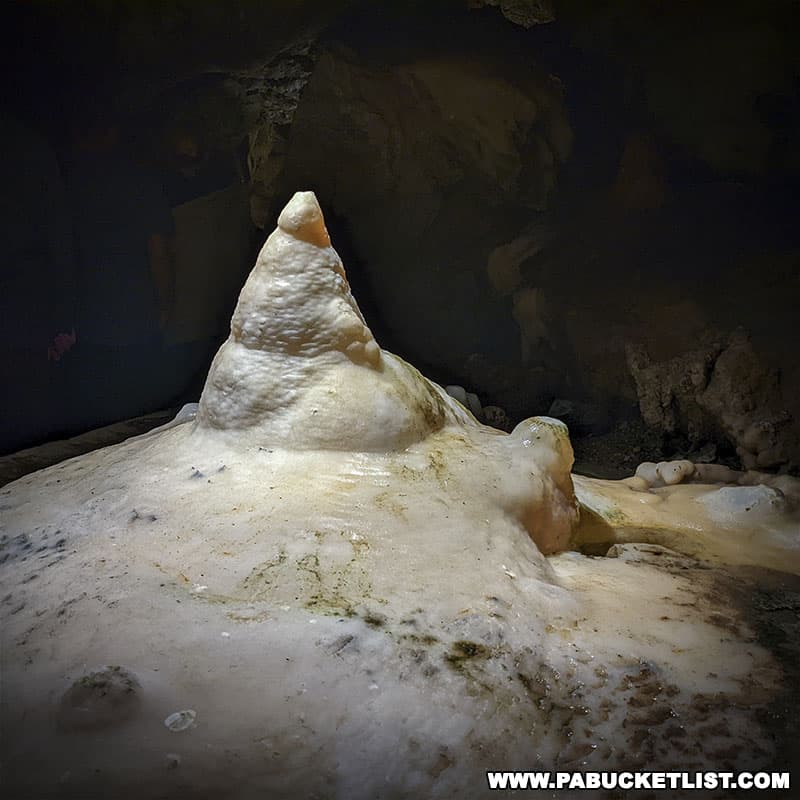 Stalagmite at Crystal Cave in Berks County Pennsylvania.