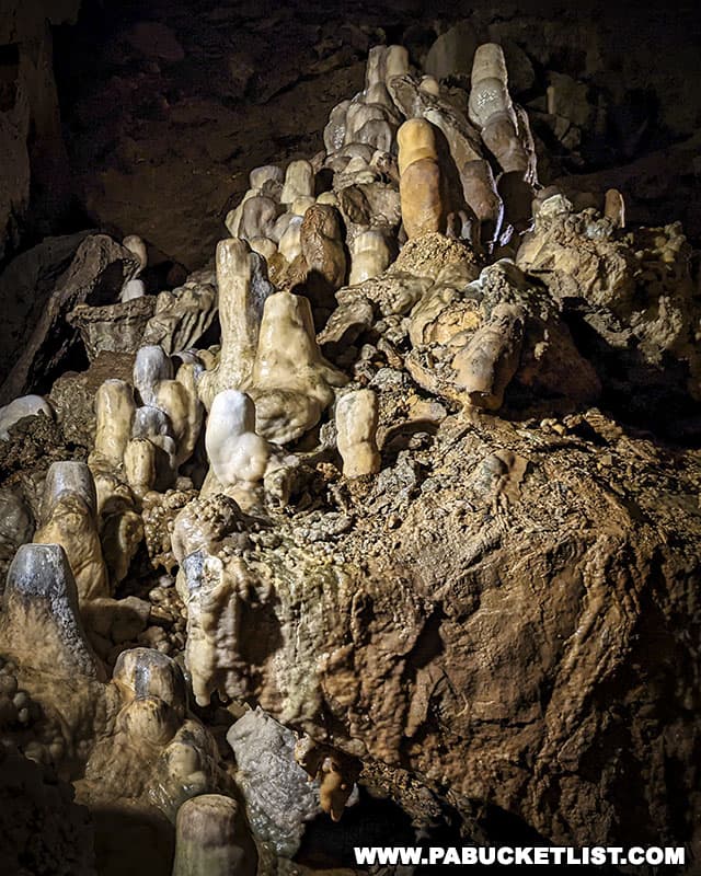 Speleothems inside Crystal Cave near Kutztown Pennsylvania.