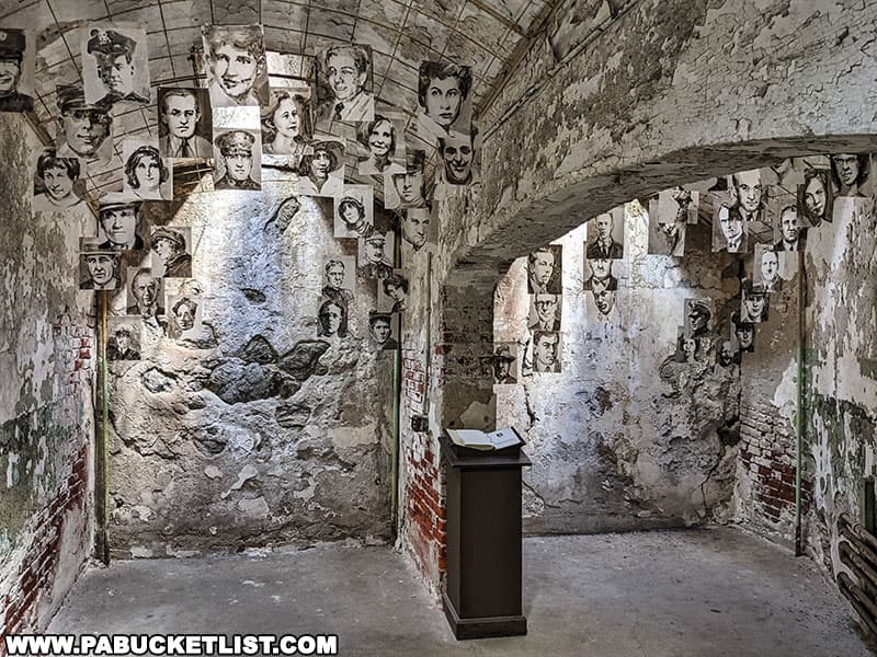 Some of the former cells at Eastern State Penitentiary have been turned into art installations.