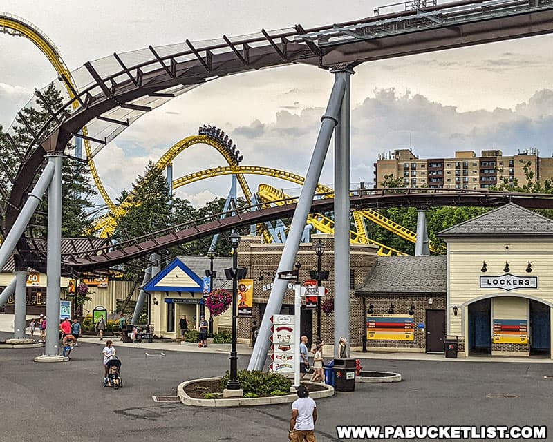 Roller coasters dominate the skyline at Hersheypark.