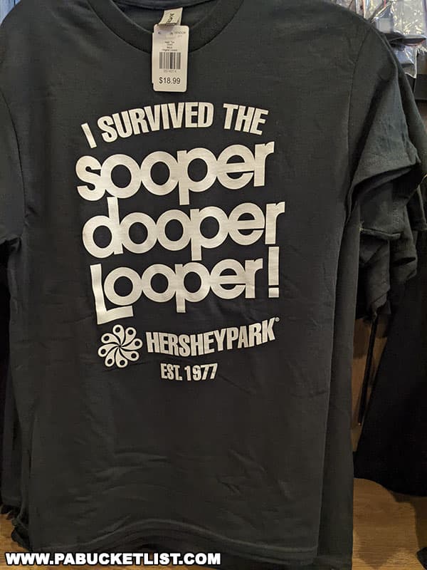 Sooper Dooper Looper t-shirt at a Hersheypark gift shop.