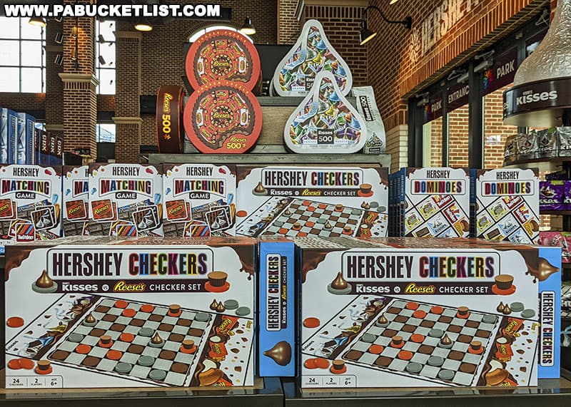 Hershey-themed checkers set at a Hersheypark gift shop.