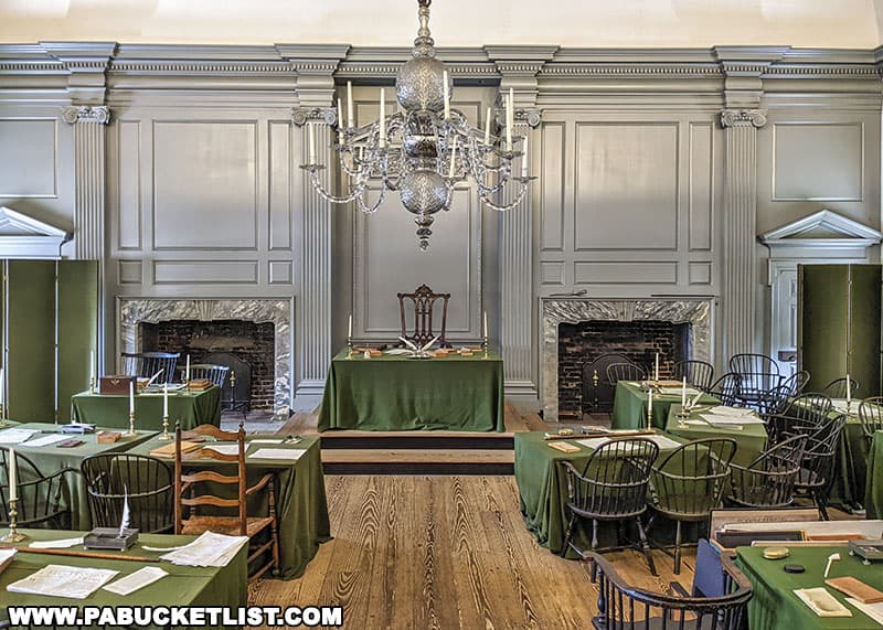 The Declaration of Independence and U.S. Constitution were both debated and signed inside this room at Independence Hall.