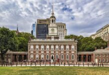 Exploring Independence Hall in Philadelphia.