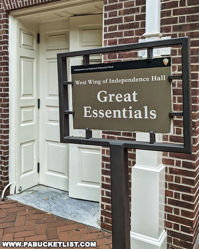 The Great Essentials exhibit at the West Wing of Independence Hall.