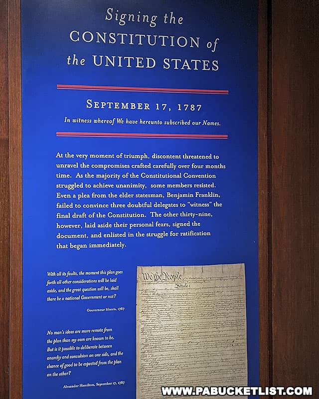 The Constitution of the United States was signed at Independence Hall on September 17, 1787.
