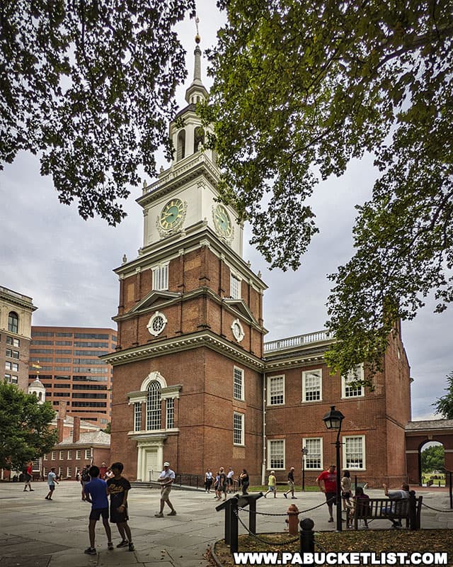 The highest point to the tip of the steeple spire on Independence Hall is 168 feet above the ground.