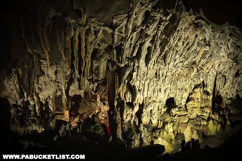 Stalactites inside Indian Caverns in Huntingdon County Pennsylvania.