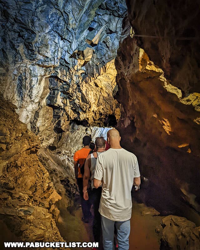 Passageway through Lost River Caverns in the Lehigh Valley region of Pennsylvania.