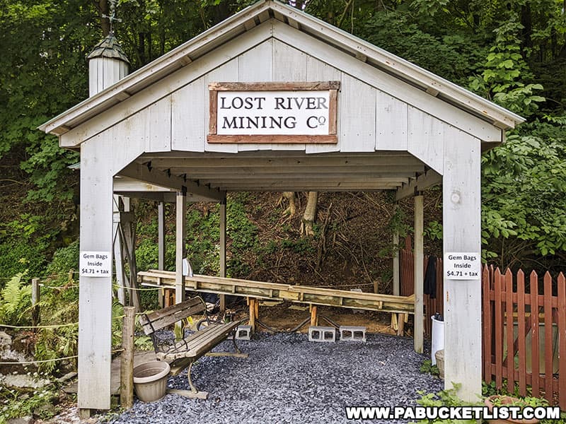 Lost River Caverns gem-panning area in Hellertown Pennsylvania.