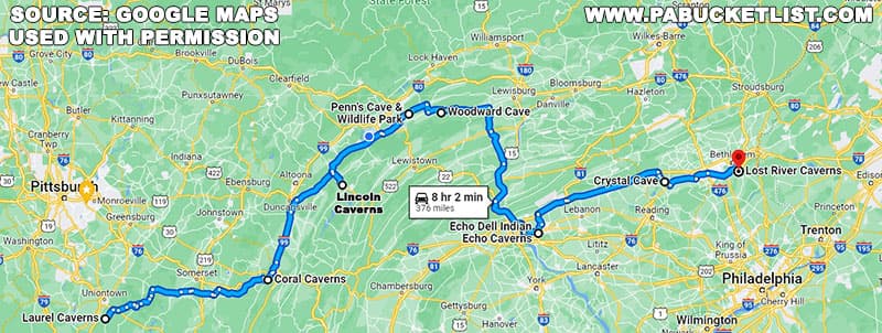 Directions to every show cave in Pennsylvania.