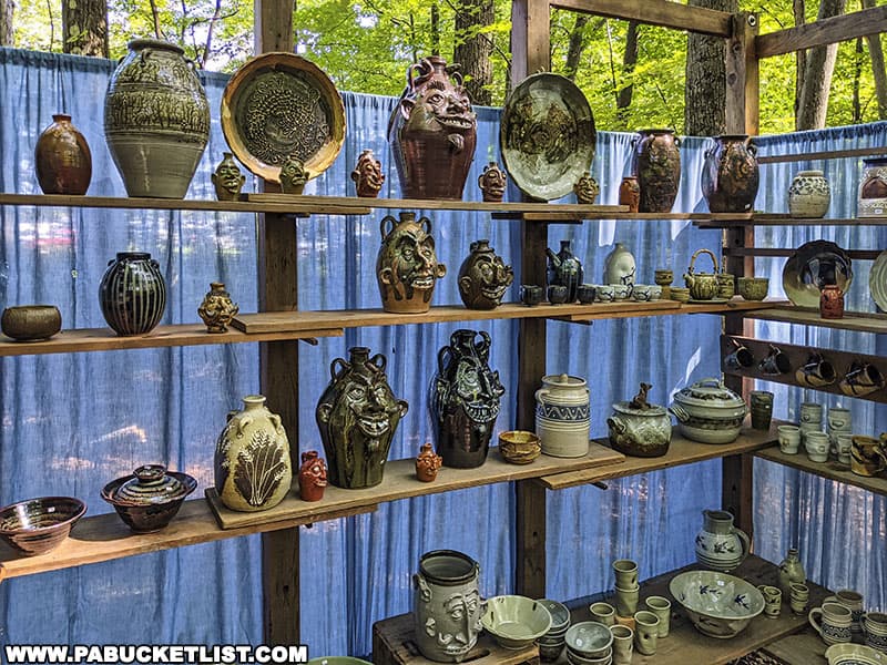 Hand-made pottery for sale at Mountain Craft Days in Somerset Pennsylvania.