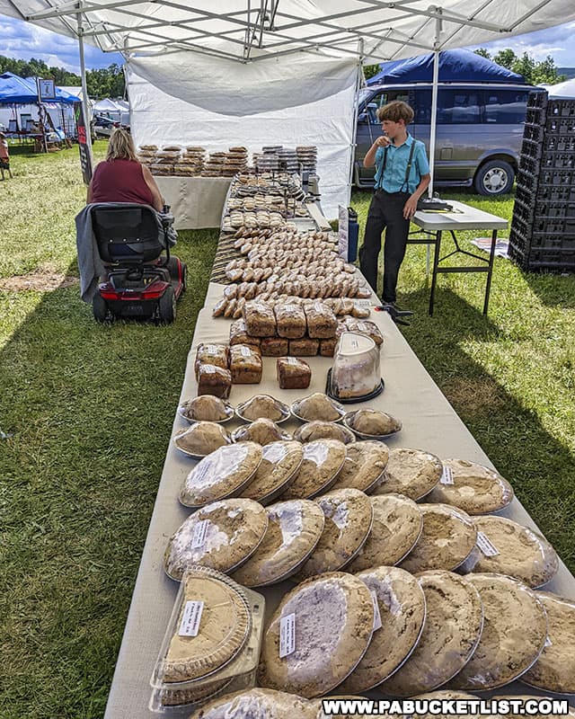 Amish baked goods for sale at the NIttany Antique Machinery Show in Centre Hall Pennsylvania.