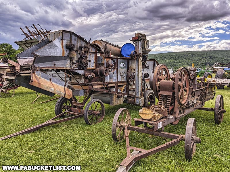 Antique farm equipment on display at the Nittany Antique Machinery Festival in Centre Hall Pennsylvania.