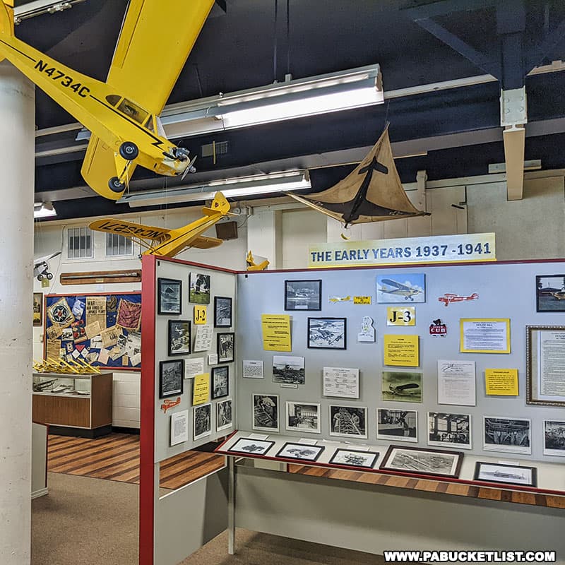 A timeline of Piper aircraft development at the Piper Aviation Museum in Clinton County Pennsylvania.