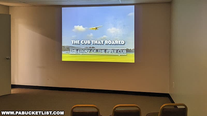 The Cub That Roared is a film that gives an overview of the history of Piper Aircraft, shown in the theatre at the Piper Aviation Museum in Lock Haven.