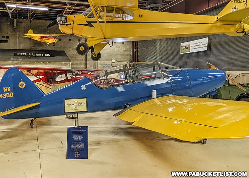 Aircraft on display in the hangar at the Piper Aviation Museum in Lock Haven Pennsylvania.