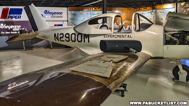 An experimental aircraft on display the the Piper Aviation Museum.
