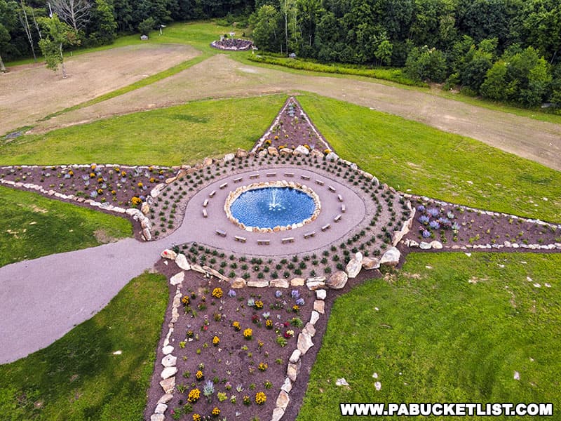 The compass at the Remember Me Rose Garden is visible to planes flying overhead at more than 30,000 feet.