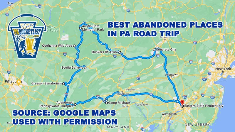 A road trip map to visit the best abandoned places in Pennsylvania you can legally explore.