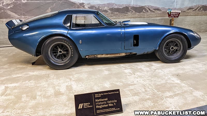 The 1964 Shelby Cobra Daytona Coupe on display at the Simeone Automotive Museum in Philadelphia Pennsylvania was the first vehicle entered into the National Historic Vehicle Register.