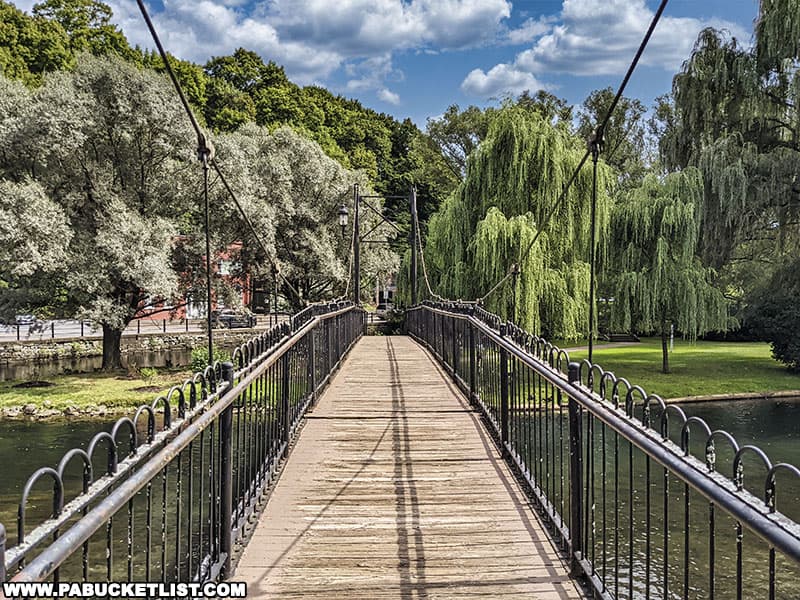 The suspension bridge over Spring Creek at Talleyrand Park in Bellefonte was built in 1986.